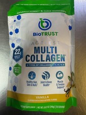 8.67oz BioTrust Ageless Multi Collagen Vanilla protein powder best by 05/2027
