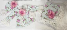 Haute Baby Girls Pink Flowers  100% Cotton Recieving Blanket Matching Top Hat 