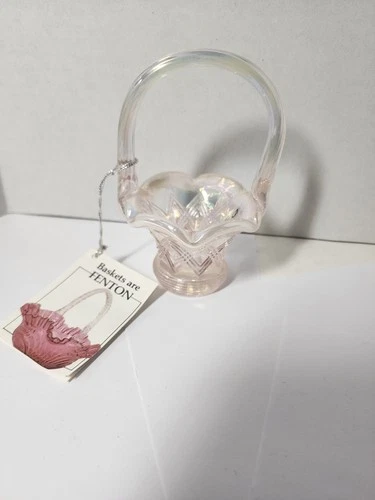 Fenton Pink Opalescent Miniature Basket