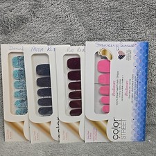 Lot Of 4 Color Street Real Nail Polish Strips Multicolor Glitter Sparkles Retire