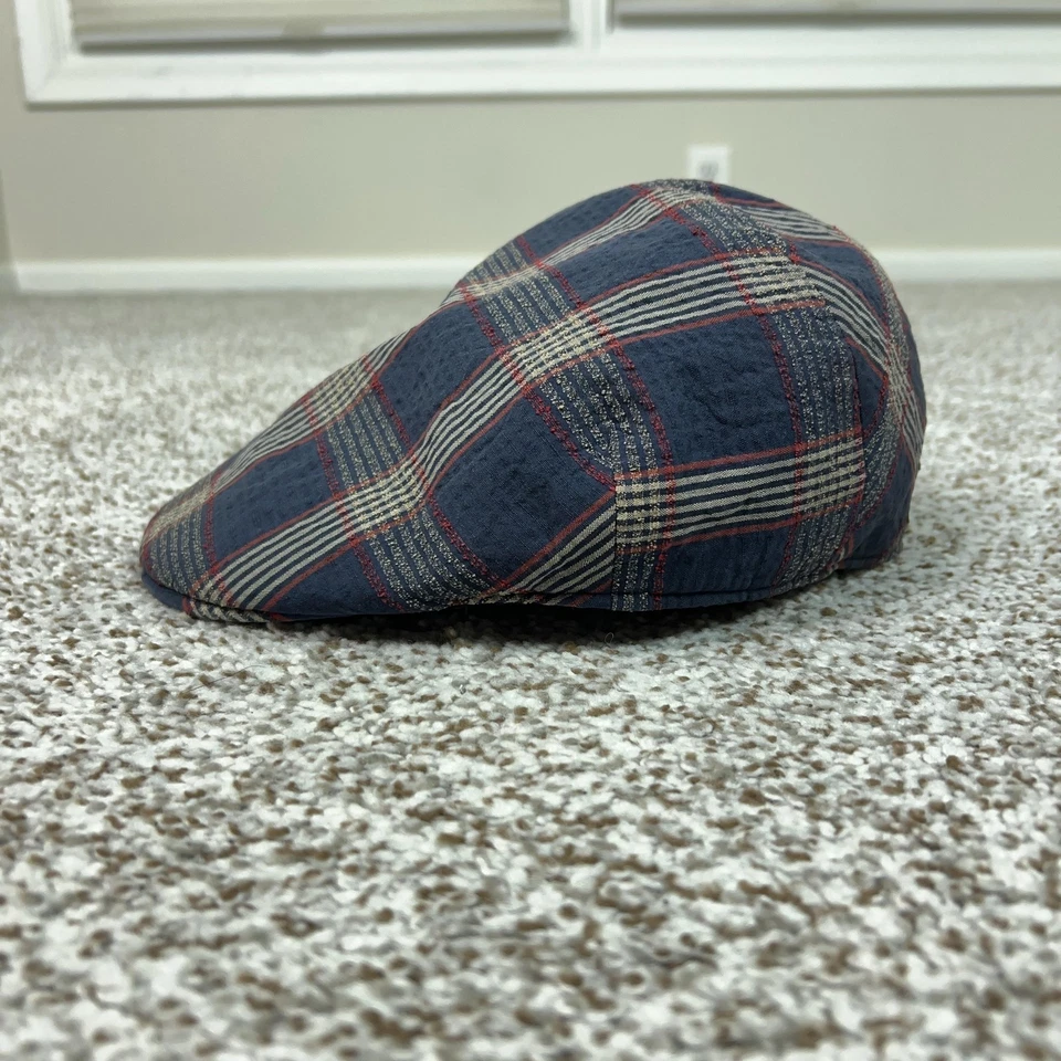 Chapéu Goorin Bros chapéu liso ajustado masculino 7 5/8 azul xadrez hera motorista Itália dinheiro antigo - Imagem 2 de 4