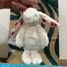 Jellycat Bashful Blossom Cream Bunny Berry Plush Bag Charm Keychain NWT 2026