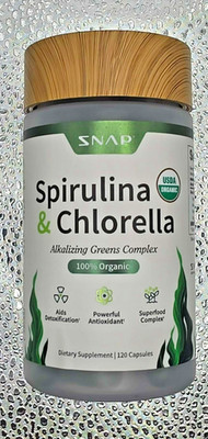 Snap Supplements Organic Spirulina and Chlorella - Protein Rich Blue Green Algae
