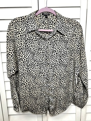 #ad Express Leopard Print Dolman Sleeve Button Down Top Women’s Size Small $30.00