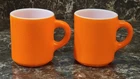Vintage MCM Hazel Atlas Orange Peel Textured Coffee Mug 8oz Milk Glass Set of 2