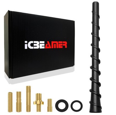 ICBEAMER 7-Inch Black Spiral Antenna for Jeep, Ford, RAM, Pickup Trucks 2009+