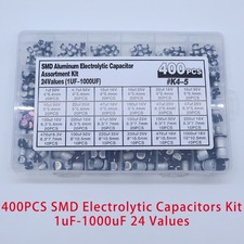 400PCS SMD Electrolytic Capacitors Kit 1uF-1000uF 24 Values Boxed