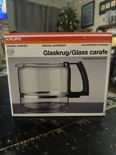 KRUPS Original Compact Aroma 12 T-12 Cup Replacement Glass Carafe- WHITE HANDLE