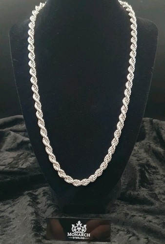 Solid 925 Sterling Silver 7mm Rope Chain – Men’s 24” Statement Necklace