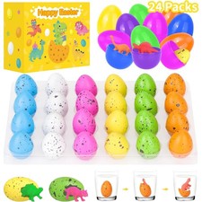 24 PCS Easter Eggs Fillers, Hatching Dinosaur Egg with Mini Toys Inside