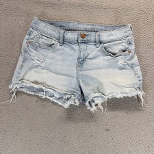Old Navy Womens Mid Rise Distressed Light Denim Shorts Size 6 Regular