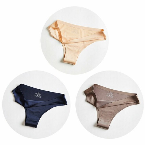 3 Pack Women Ice Silk G-string Briefs Panties Seamless Thongs Underwear Lingerie - Picture 19 of 24