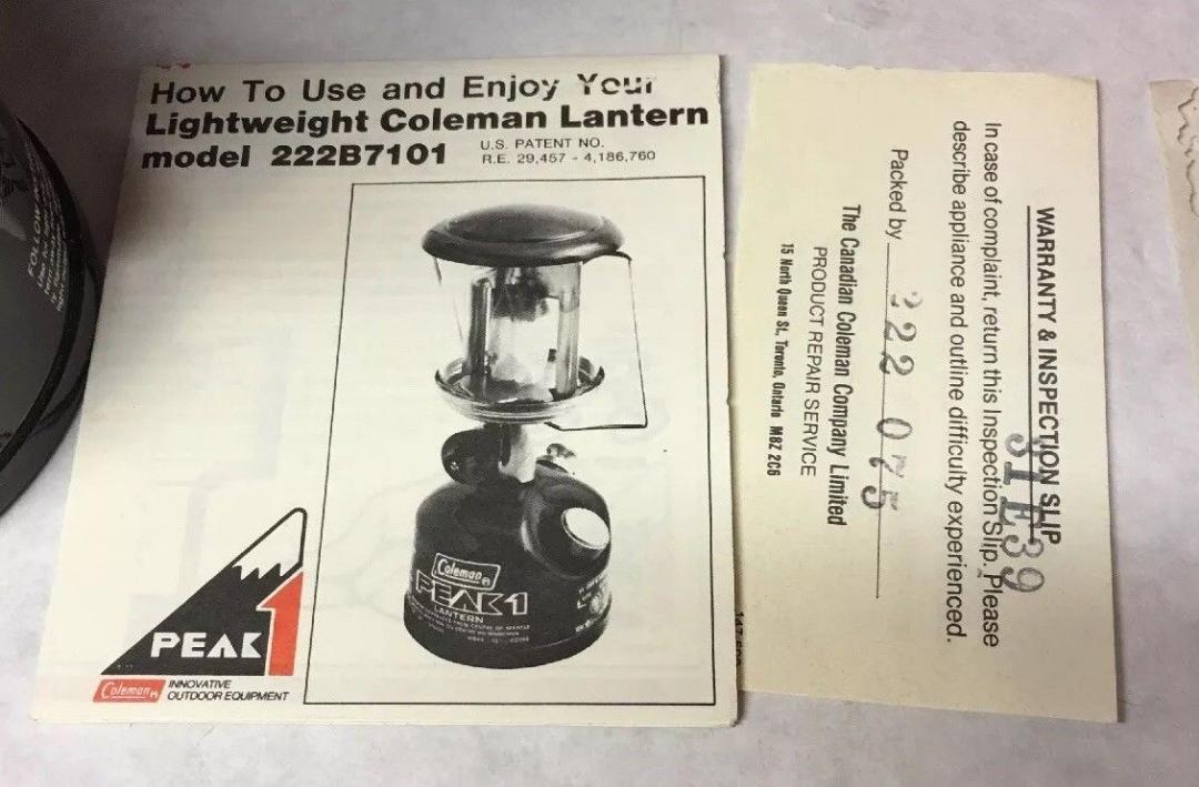 Coleman PEAK 1 / 222　 製　＊7254777 Unused Coleman 222 A Peak 1 Set Lanthanum With Carry Case