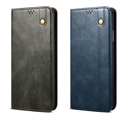 Oil Wax Leather Wallet Phone Case for Xiaomi 14 13T Redmi Note 13 13C K70 K60
