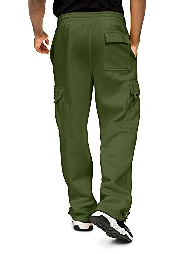 Mens Jogger Fleece Cargo Pocket Sweat Pants With Drawstring  S~6XL  FL77EY