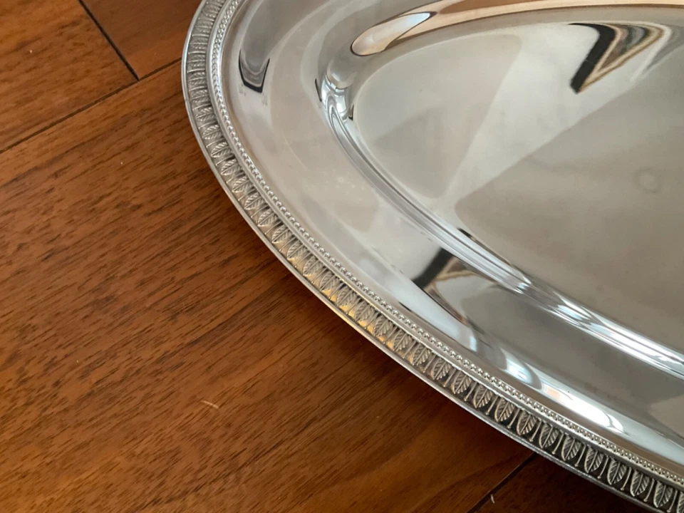 БОЛЬШОЙ ОВАЛЬНЫЙ ПОДНОС CHRISTOFLE MALMAISON XXL РЫБА ОВОЩНОЕ МЯСО ПОСЕРЕБРЕННАЯ ФРАНЦИЯ - Изображение 3 из 4