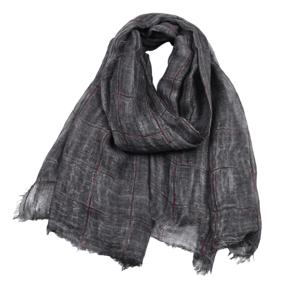 Cálida y versátil bufanda de invierno para hombre bufanda a rayas a cuadros bufanda de viaje de moda Foto 3 de 4