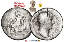 Ancient Roman Empire Coin Silver Denarius Hadrian 117 - 138 AD Authentic #23415