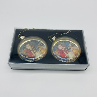 October Hill nostalgic Santa Ornaments set of 2 