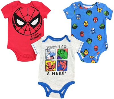 Marvel Outfit Baby Boys 24 Months 3-Pack Creeper Bodysuits Hulk Iron Man