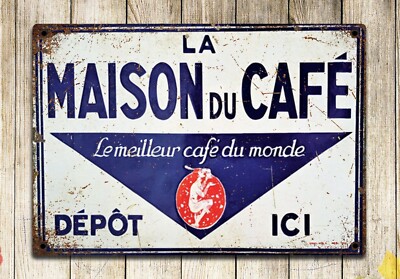 Café Küche Blechschild, französischer Vintage Stil Wohndeko Cafe Plakette