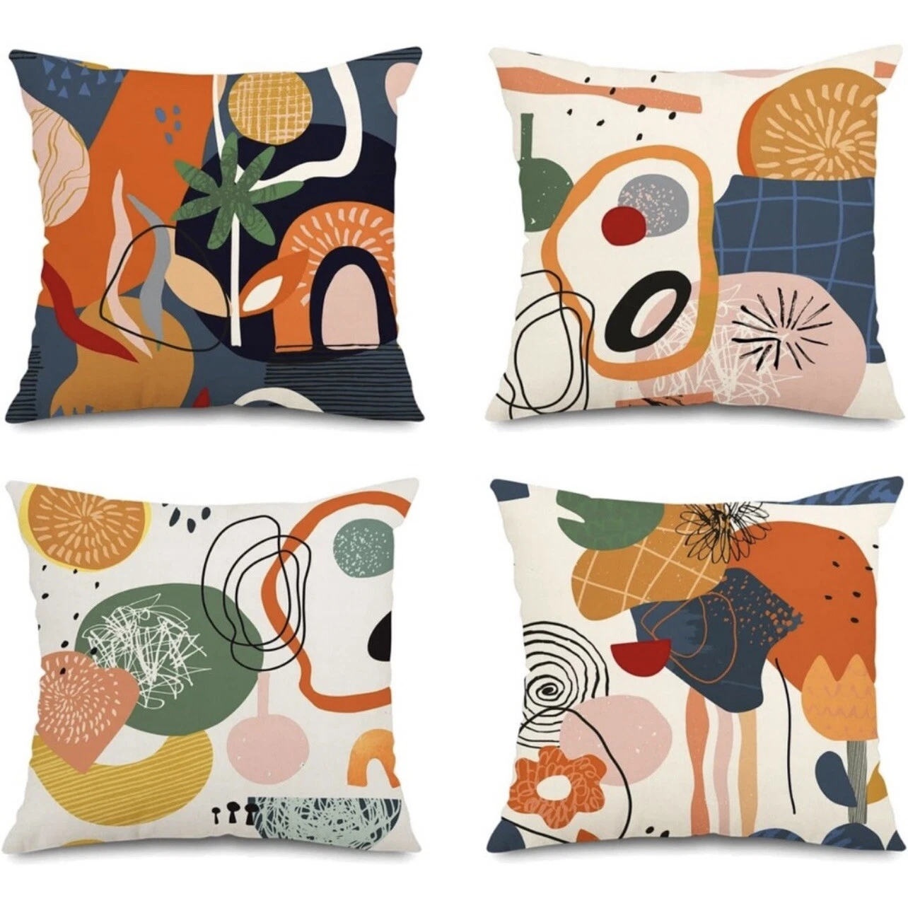 New Anthropologie (Set / 4) Boho Abstract Throw Pillow Cover Case Sham Set 18"