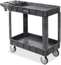 Dryser Utility Cart with Wheels, 40" x 17" Heavy Duty 550 lb.- 2 Tier  Two 5" 