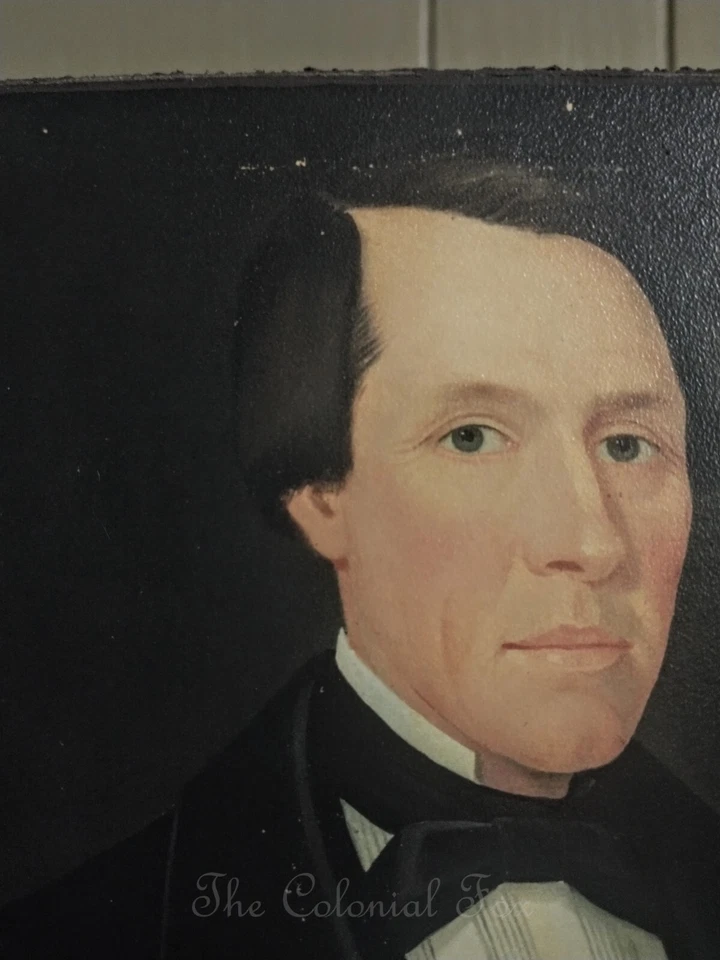 Reproducción colonial retratos en lienzo 8x10 arte popular primitivo americano temprano Foto 4 de 4