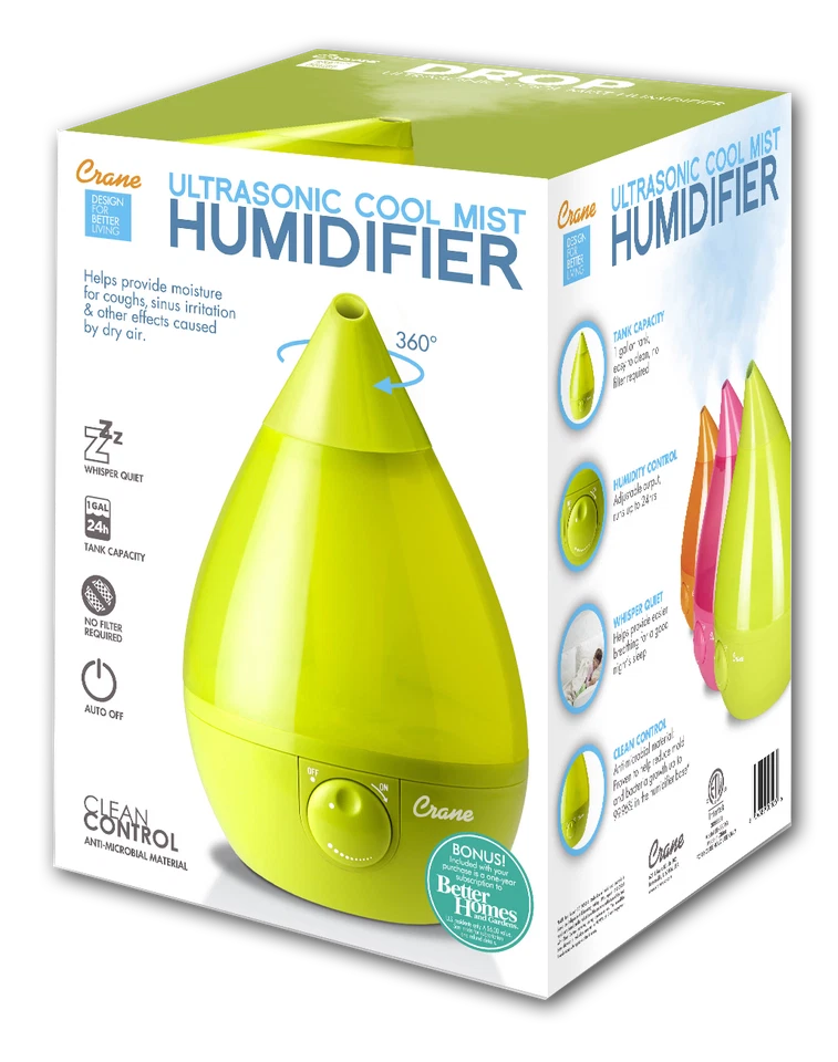 Humidificadores de caída de grúa humidificador ultrasónico de niebla fría sin filtro 1 galón verde Foto 3 de 4
