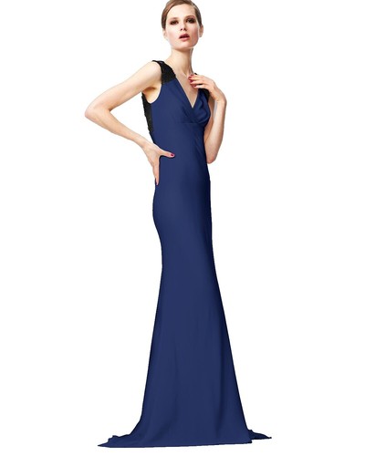 vera wang navy lace dress Vera Wang Lace Maxi Dress Navy Blue Size 12 US