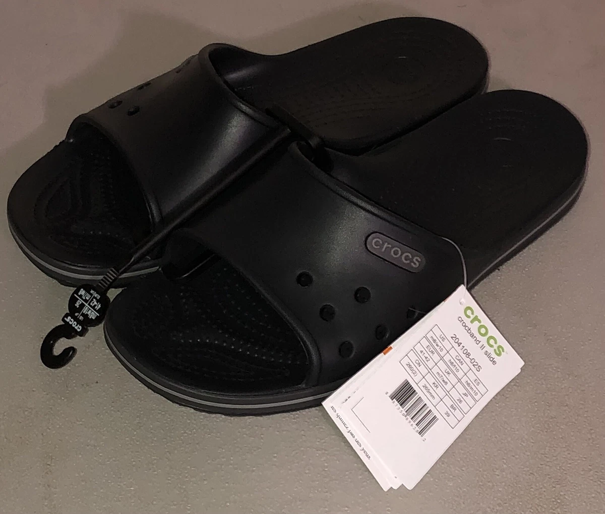 trist svindler Derive Crocs Crocband II Black Gray Slide M8/W10 204108-02S | eBay