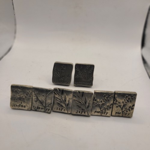 Schubladenzüge aus rechteckigem Zinn mit 8 Gewürznamen. 2 sind andere Sets. Rustikal - Bild 1 von 5