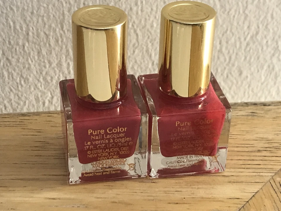 2 x ESTEE LAUDER 纯色 NAIL LACQUER 10 热珊瑚 0.17 盎司每件 100% 正品 — 第 2/3 张图片