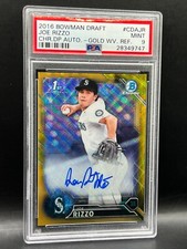 2016 Chrome DP Rookie Gold Wave Refractor Auto Joe Rizzo 29/50 PSA 9 Mariners RC