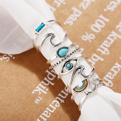 Knuckle Ring Sets Joint Ring Set Kristall Joint Ring Bohemian Ring Welle Ring