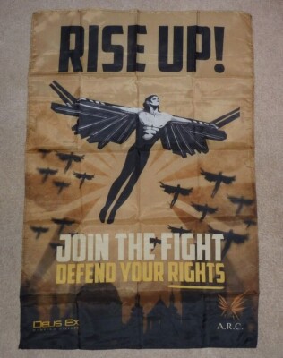 Deus Ex Mankind Divided GameStop Promo Rise Up! Cloth Banner/Flag/Poster
