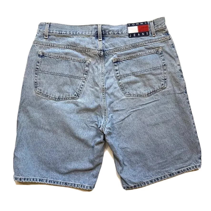 Hilfiger Denim Jeans Shorts Mens 38 Big Flag Logo US Fabric Blue eBay