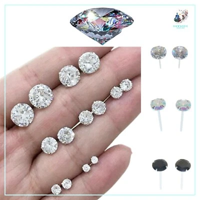 Orecchini Brillantino Uomo Donna in Argento 925 Zircone Punto Luce 2mm a 6mm