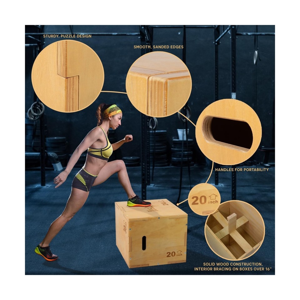 Plyo Box Legno 3 In 1 Yes4All - 40x35x30cm Per Allenamento Salti E CrossFit - Foto 5