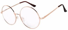 Retro Round Vintage Sunglasses Clear Lens Metal Gold Frame