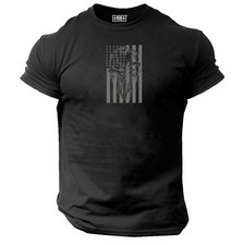 US Flag Skull T Shirt Gym Clothing Bodybuilding Training Workout Boxing MMA Top