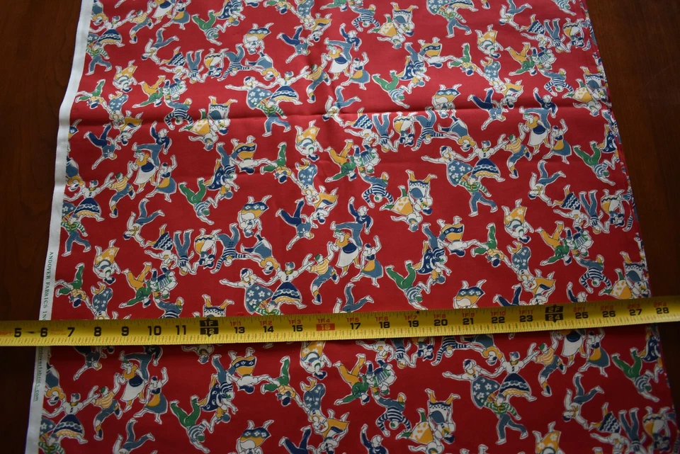 25" Long, Colorful Dancers Dancing on Red Quilt Cotton, Andover, P395 - Image 3 of 4