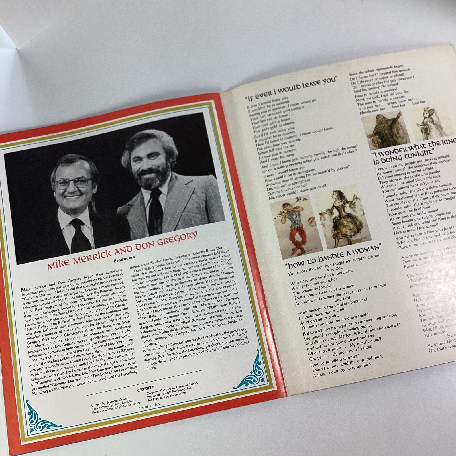 Camelot 1981 Broadway Souvenir Program Richard Harris Dickinson Muenz