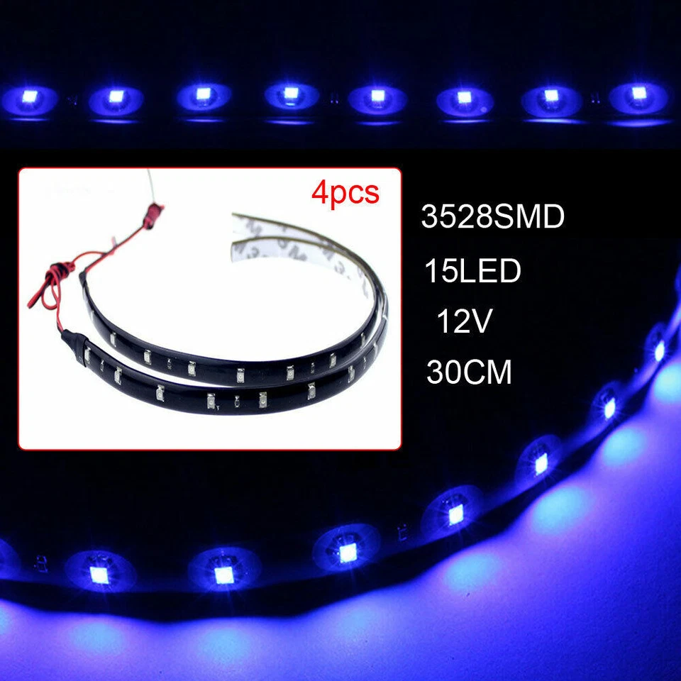 Car Flexible Strip Lights 12V 30cm Flexible Waterproof 15LED 3528 SMD 4pcs - Image 4 of 4