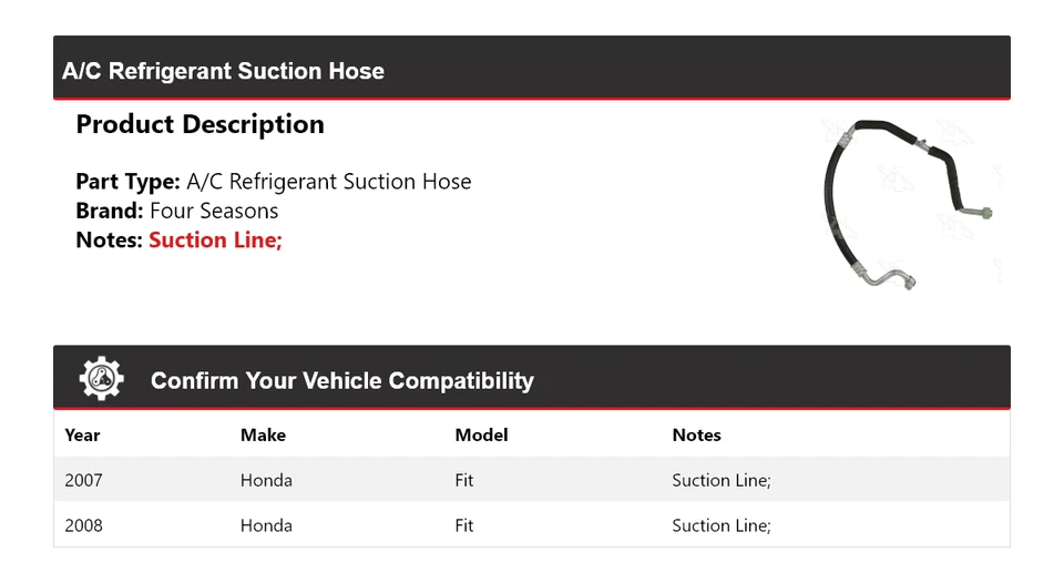 Manguera de succión de refrigerante aire acondicionado Honda Fit 2007-2008 4 estaciones Foto 2 de 4