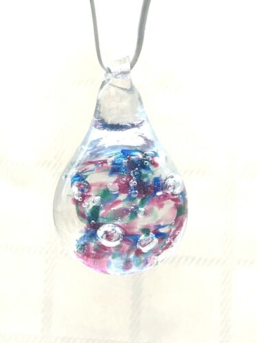 Vintage Hand Blown Art Glass Dew Drop Pendulum Pendant Bead Blue/Red Sun Catcher - 第 1/9 張圖片