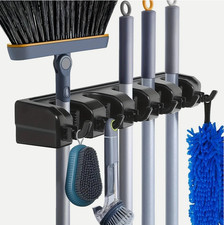 Wall Mounted Broom Holder Mop Organizer Garage Utility Room Storage Solutions
