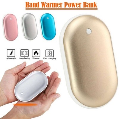 Pocket Electric Hand Warmer Rechargeable 5000mAh USB Heater Power Bank Winter