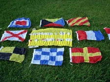 SET OF 40 SHIPS SIGNAL FLAGS-SEWN w'DUFFLE-24 Photos-DRESS SHIP-L@@K