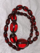 Vintage Translucent Cherry Amber Bakelite Graduated Beads 39 grams